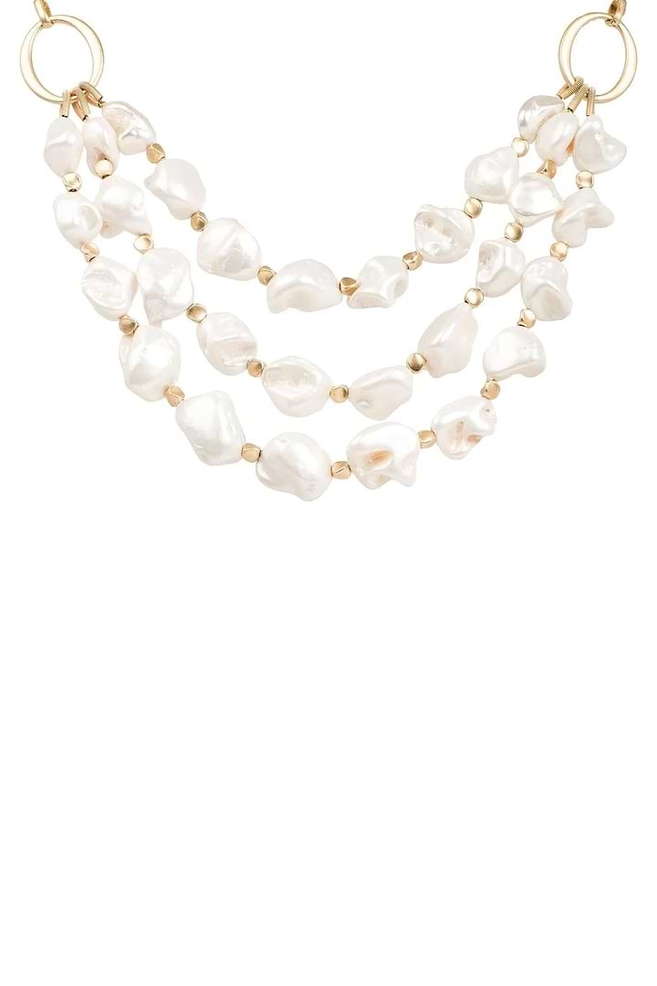 Chunky Pearl Multi Chain Necklace - White