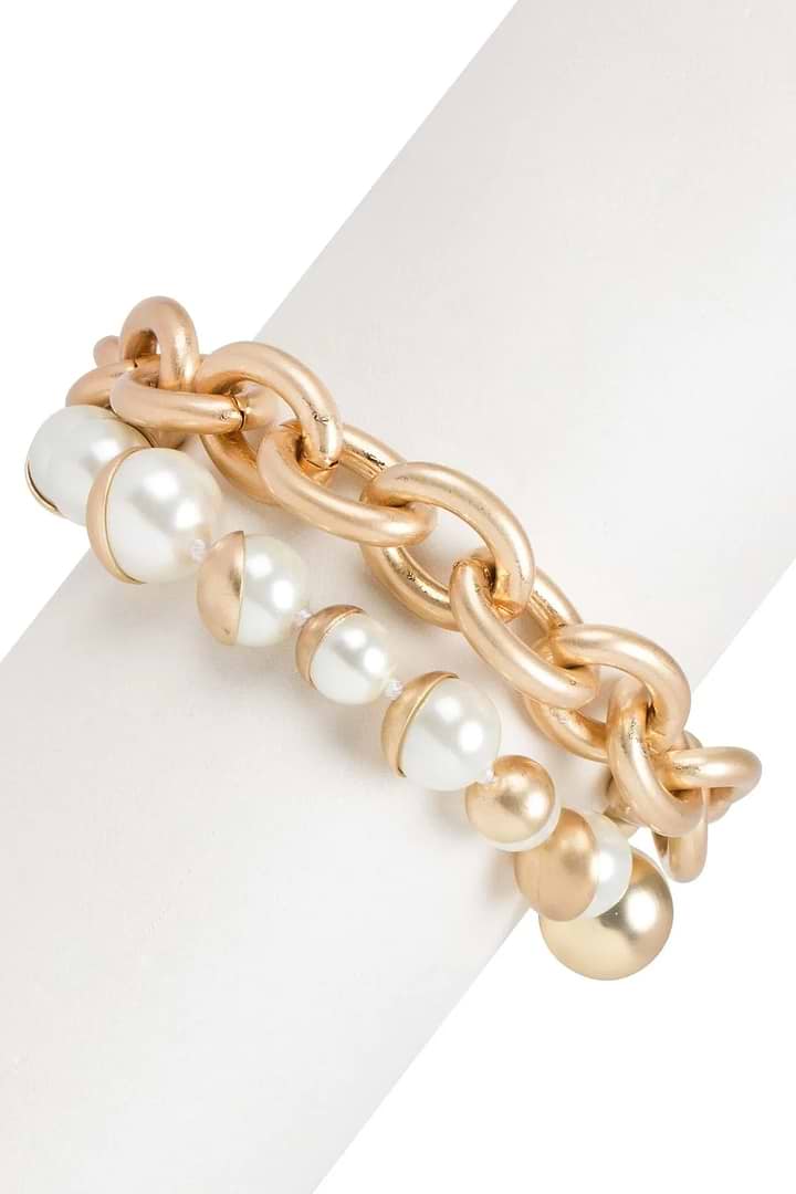 Single Moon Bracelet Set Gold