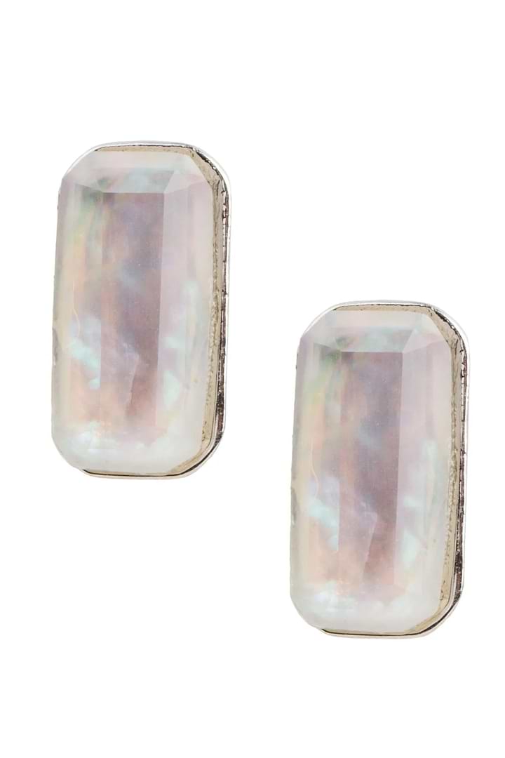 Prism Baguette Mini Stud Earring White