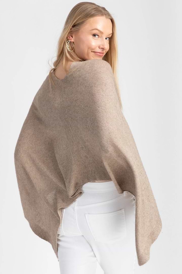 Heart Cashmere and Silk Poncho - Linen