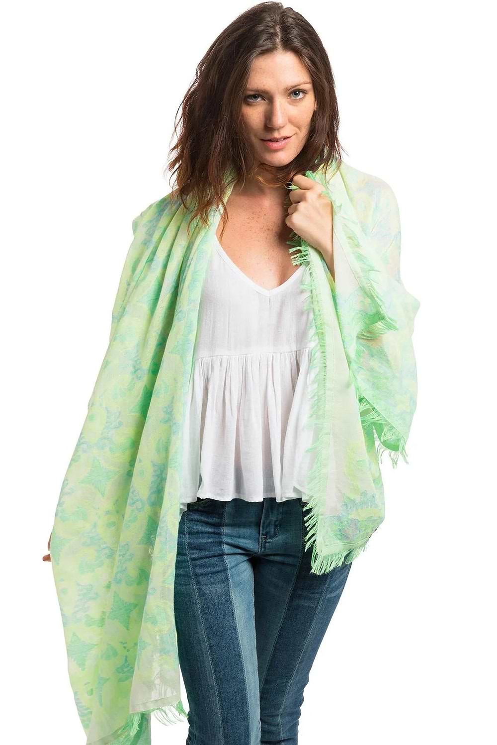 Vibrant Green Eyelash Scarf - Light Green 