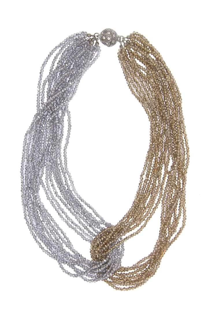 Two-Toned Short Beaded Statement Necklace Silver