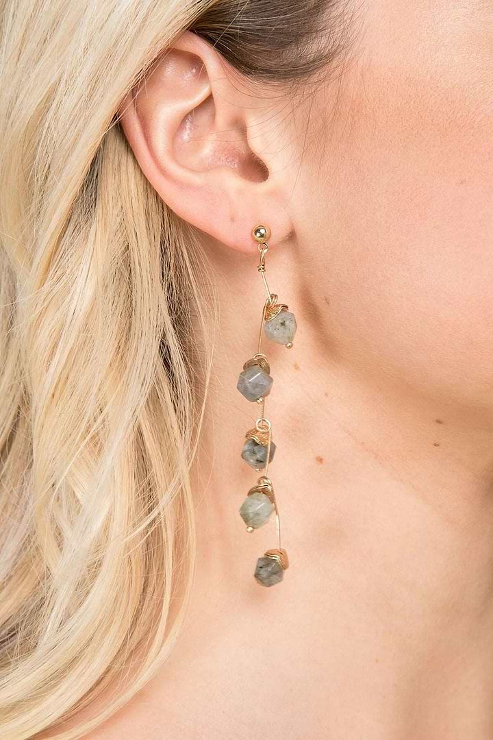 Branch Dangle Gemstone Earring Grey