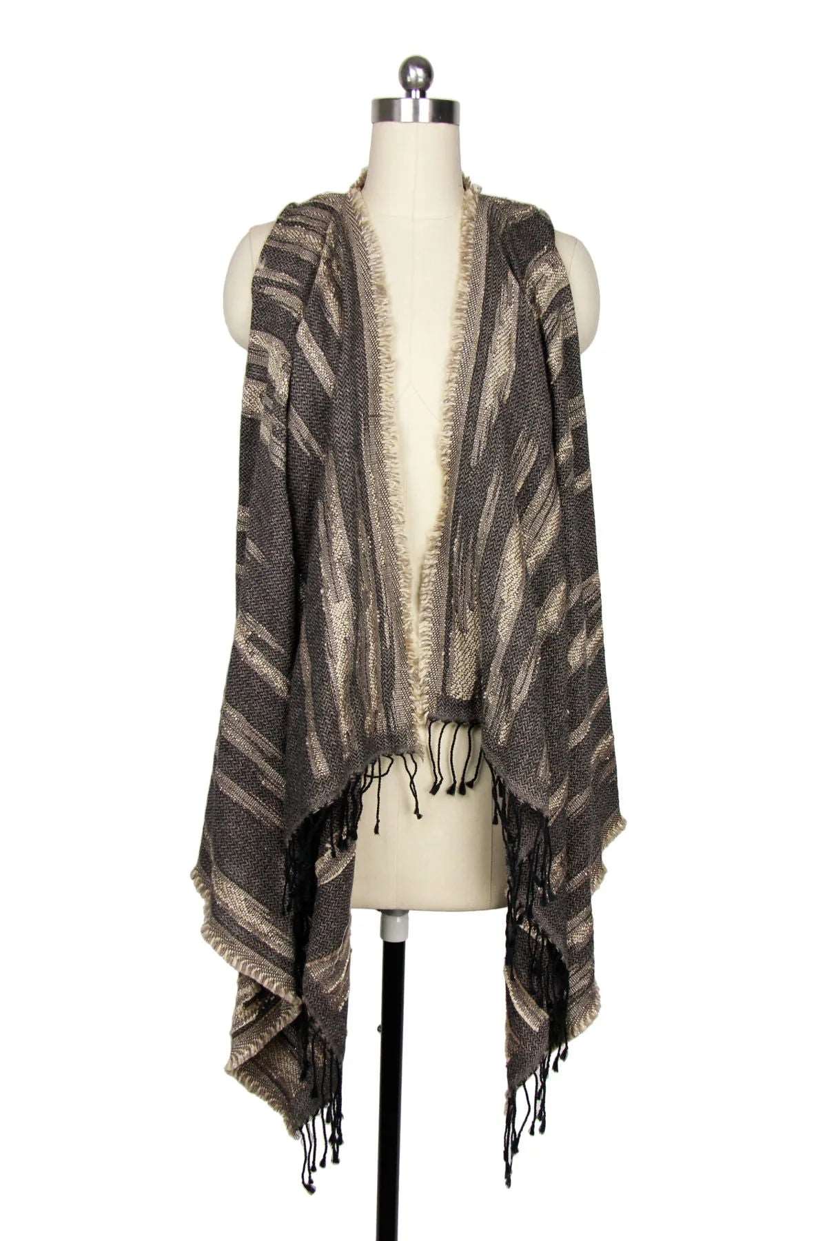 Bailey Fringed Kimono Vest - Saddle Brown