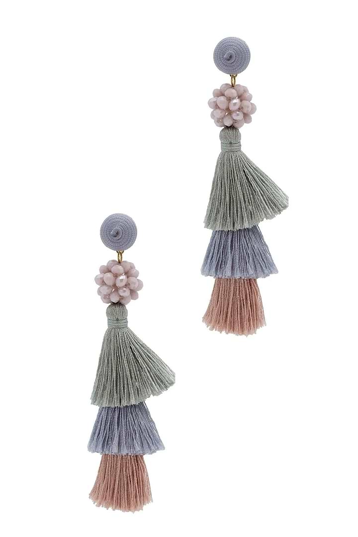 Tara Tassel Statement Earring Slate Gray