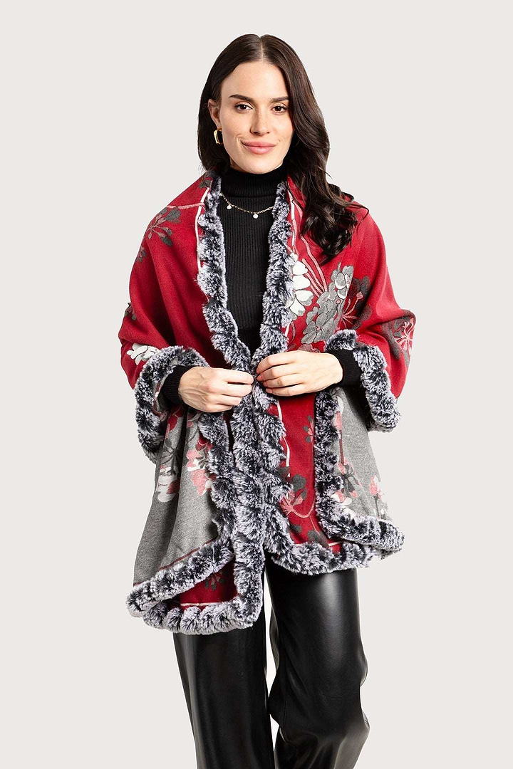Blooming Faux Fur - SAACHI - Scarf Crimson - Fall-Winter