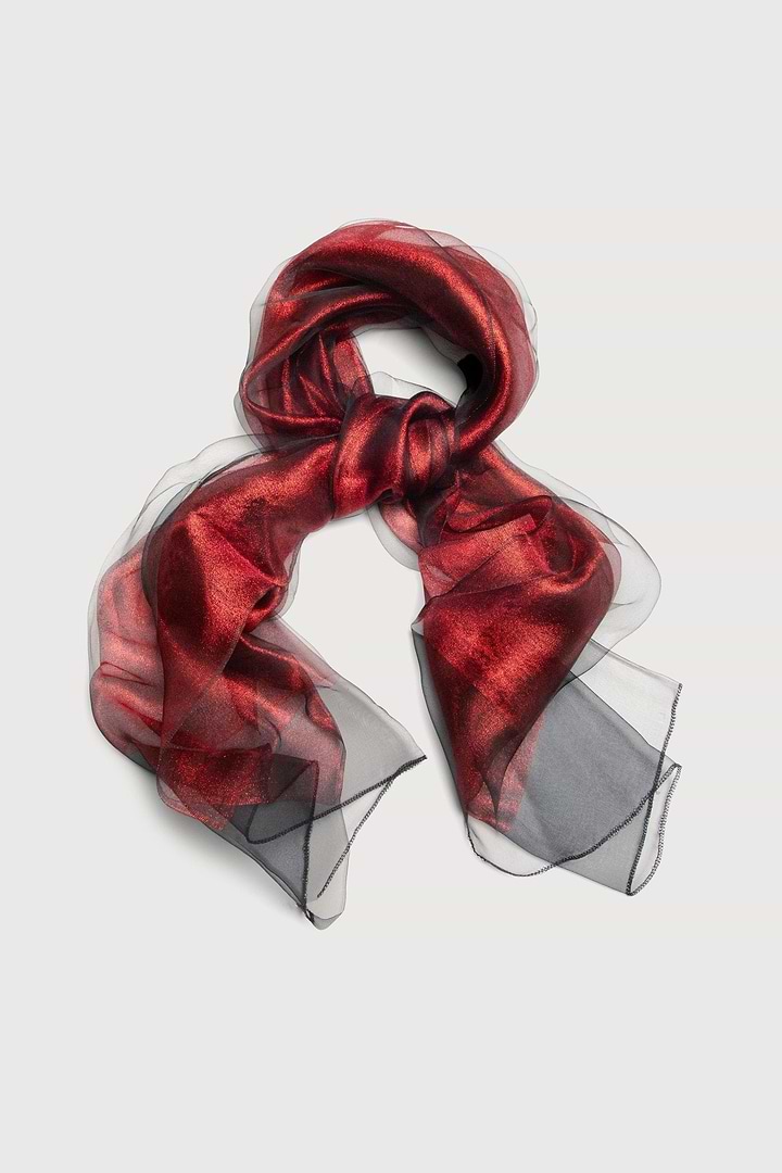 Silk Glimmer Scarf - Dark Red