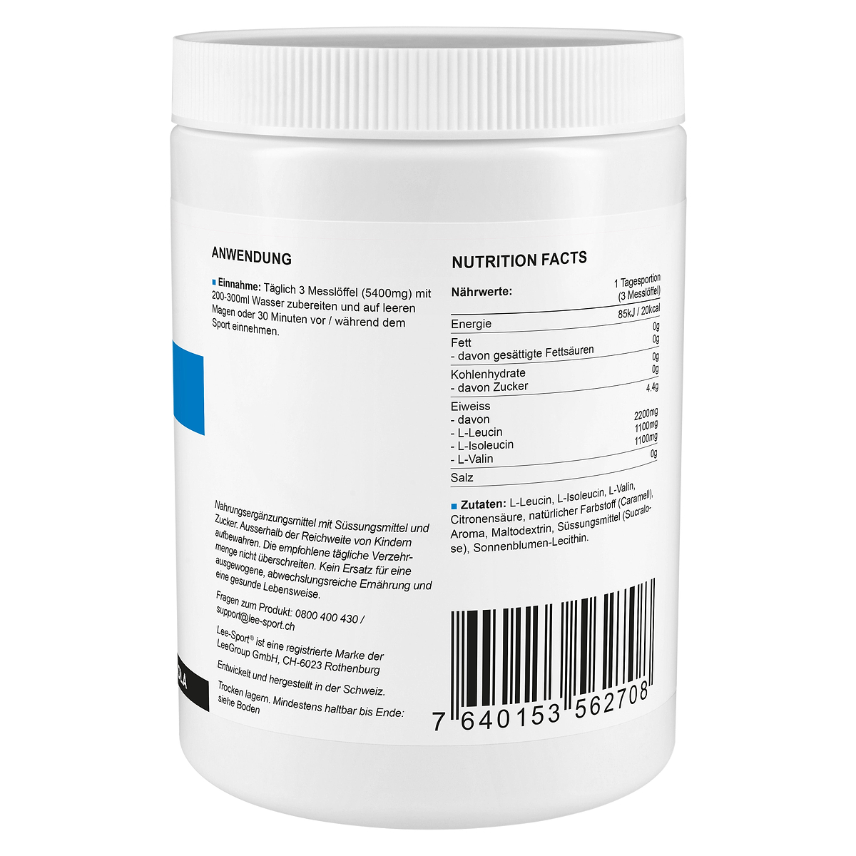 BCAA Instant Cola, Nutrition Facts