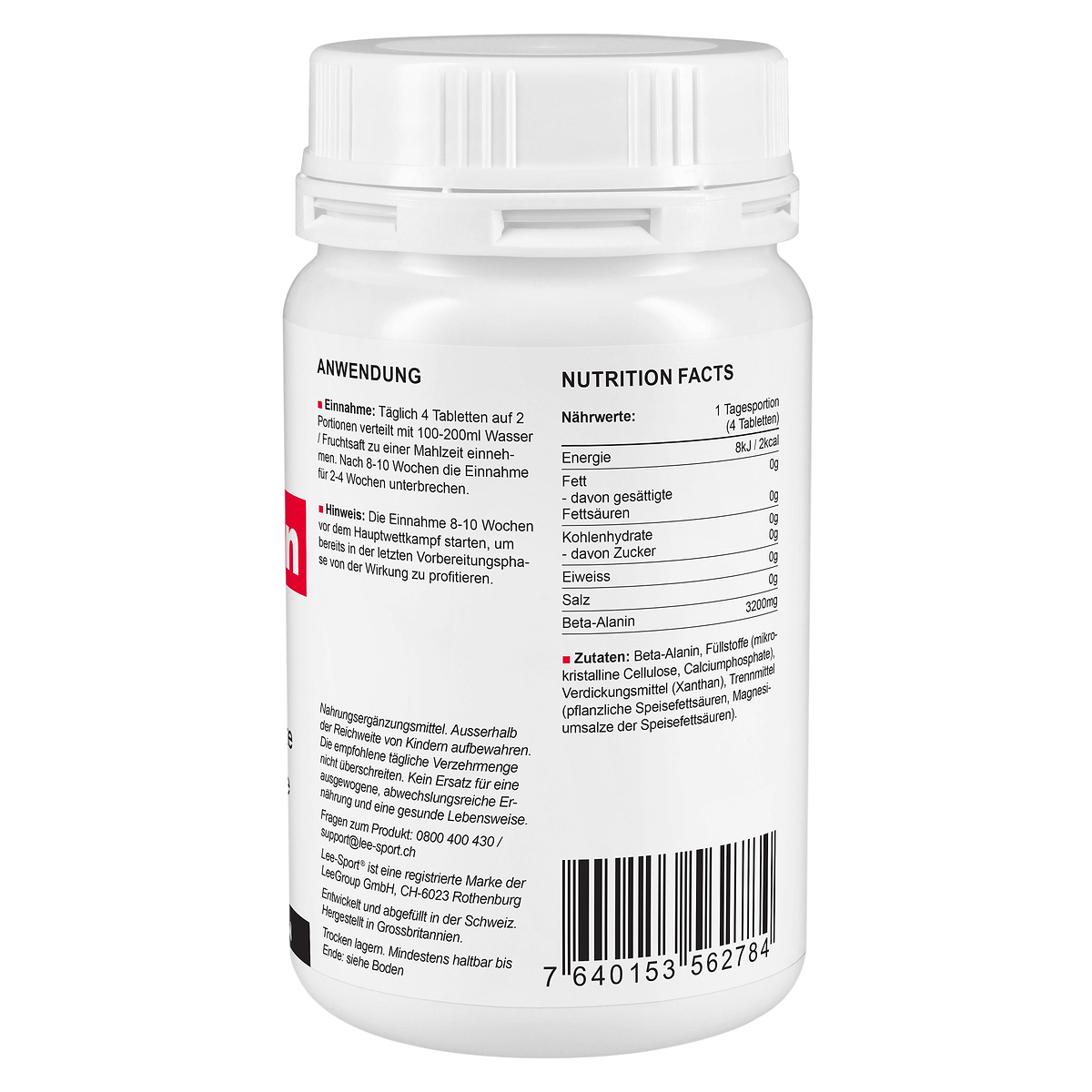 Beta Alanin Tabletten, Nutrition Facts