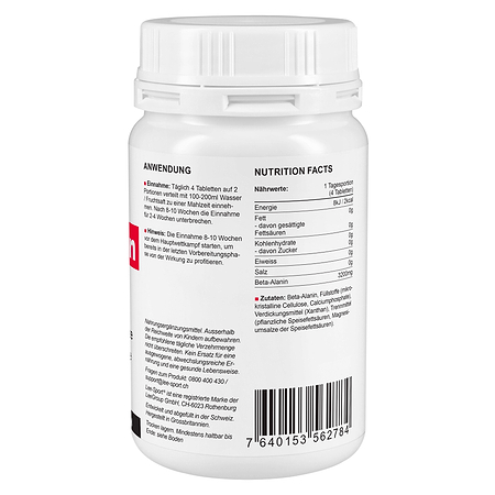 Beta Alanin Tabletten, Nutrition Facts