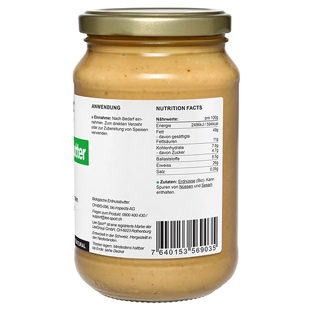 Bio Erdnussbutter Smooth, Nutrition Facts