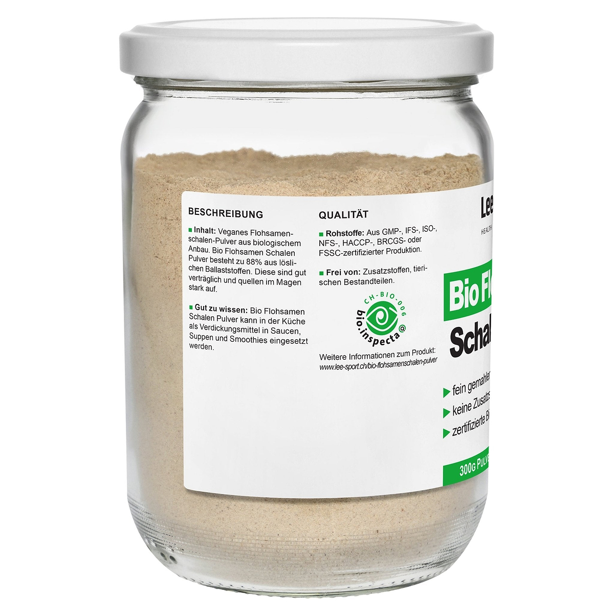 Bio Flohsamen Schalen Pulver, Beschreibung