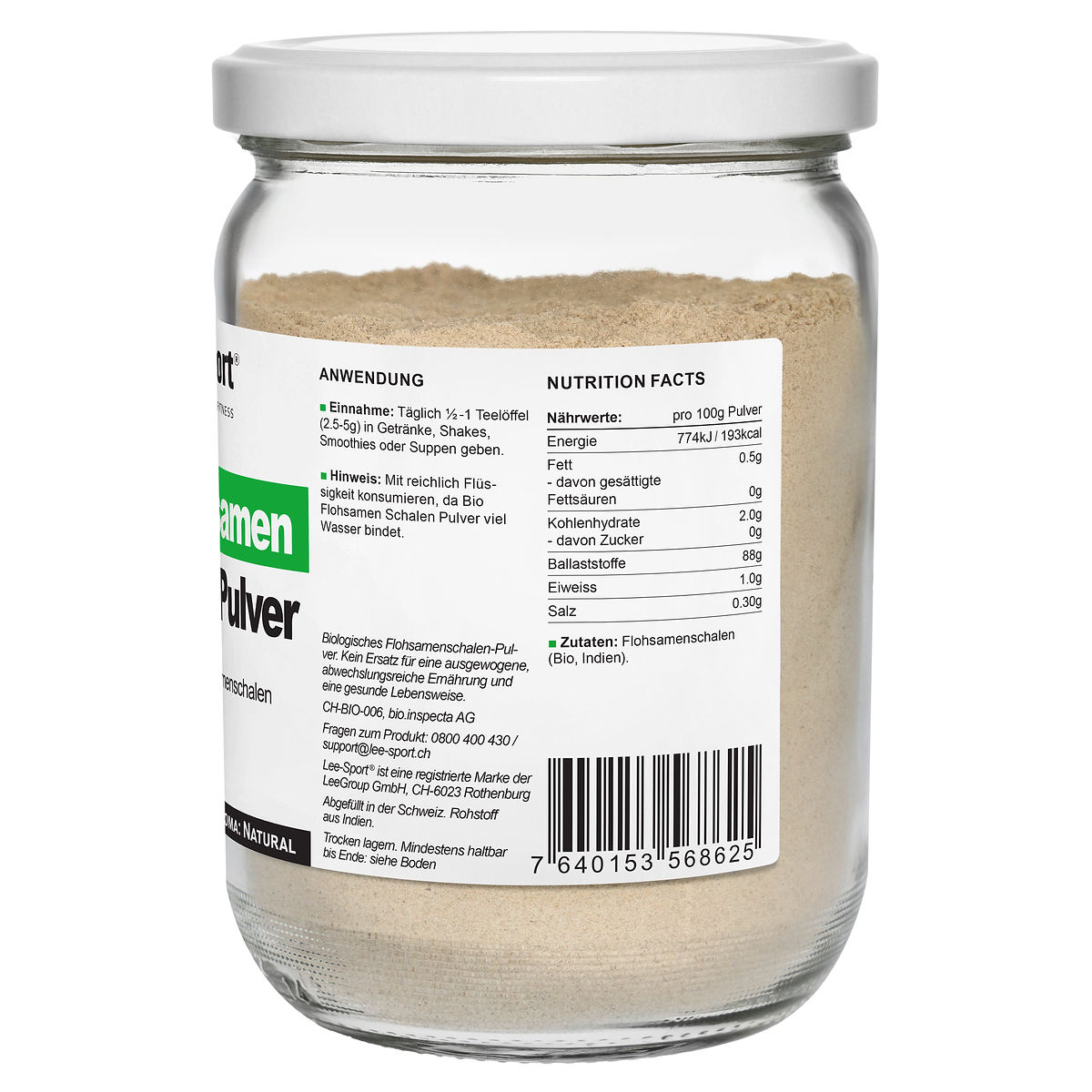 Bio Flohsamen Schalen Pulver, Nutrition Facts