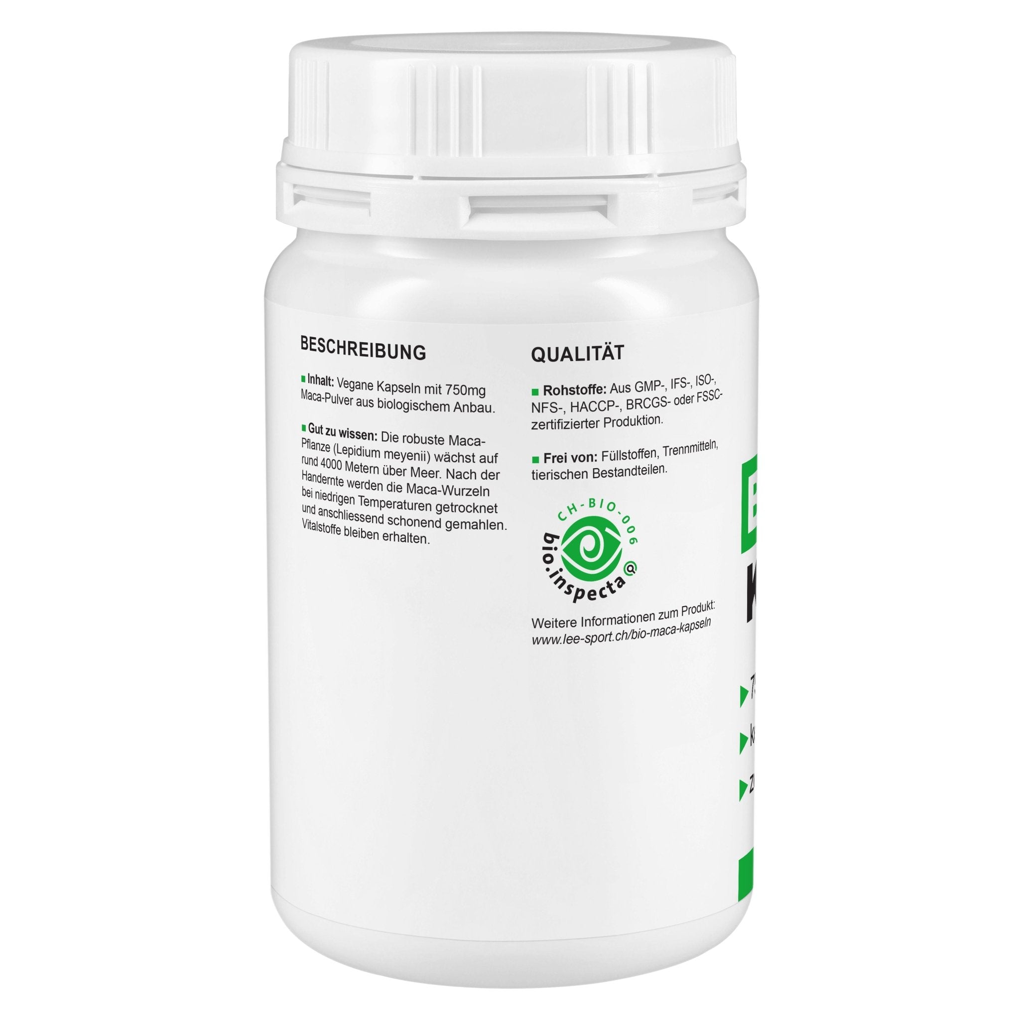 Bio Maca Kapseln, Beschreibung