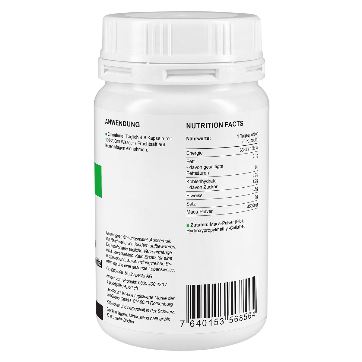 Bio Maca Kapseln, Nutrition Facts