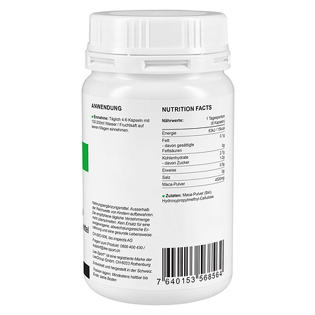 Bio Maca Kapseln, Nutrition Facts