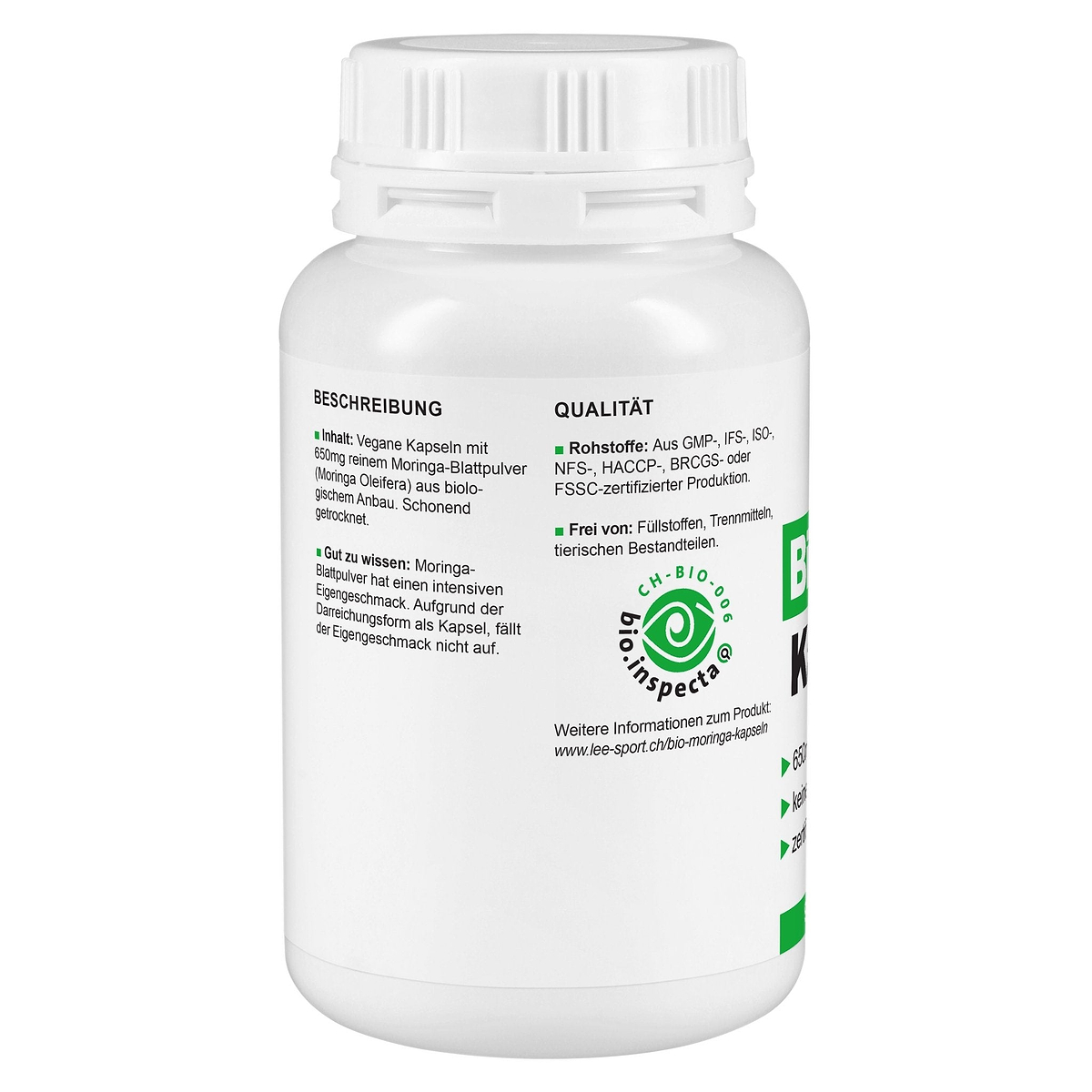 Bio Moringa Kapseln, Beschreibung