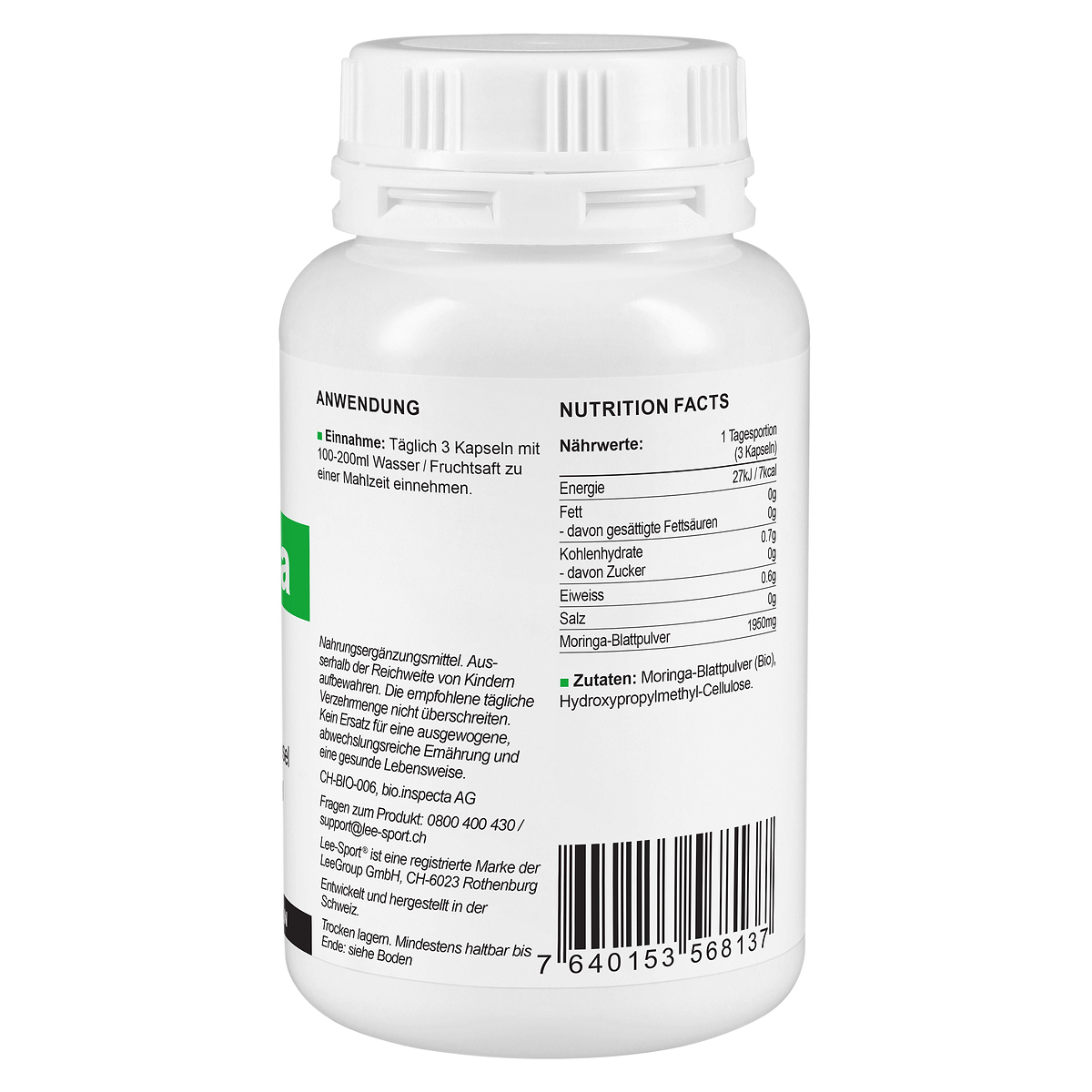 Bio Moringa Kapseln, Nutrition Facts