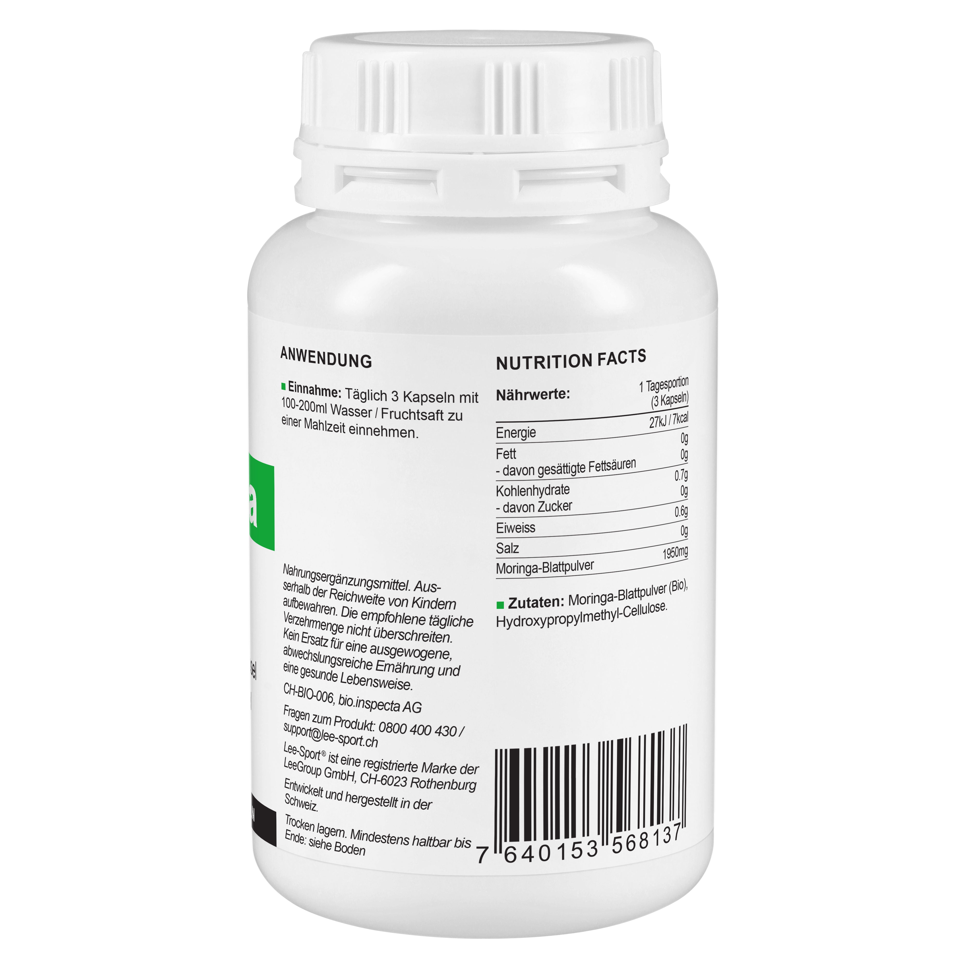 Bio Moringa Kapseln, Nutrition Facts