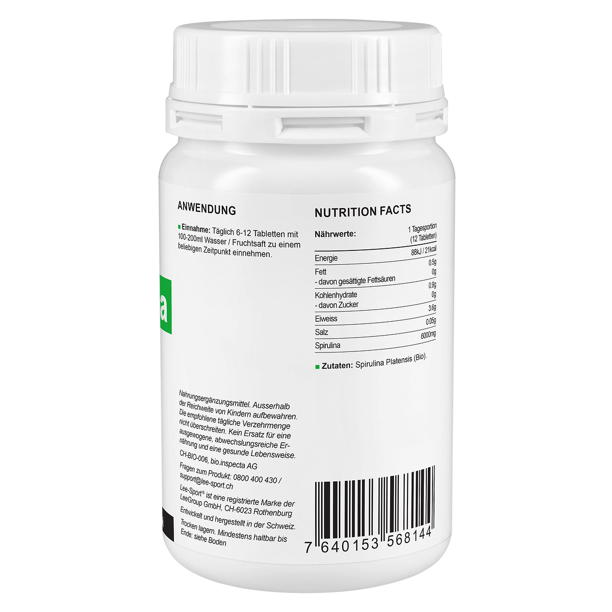 Bio Spirulina Tabletten, Nutrition Facts