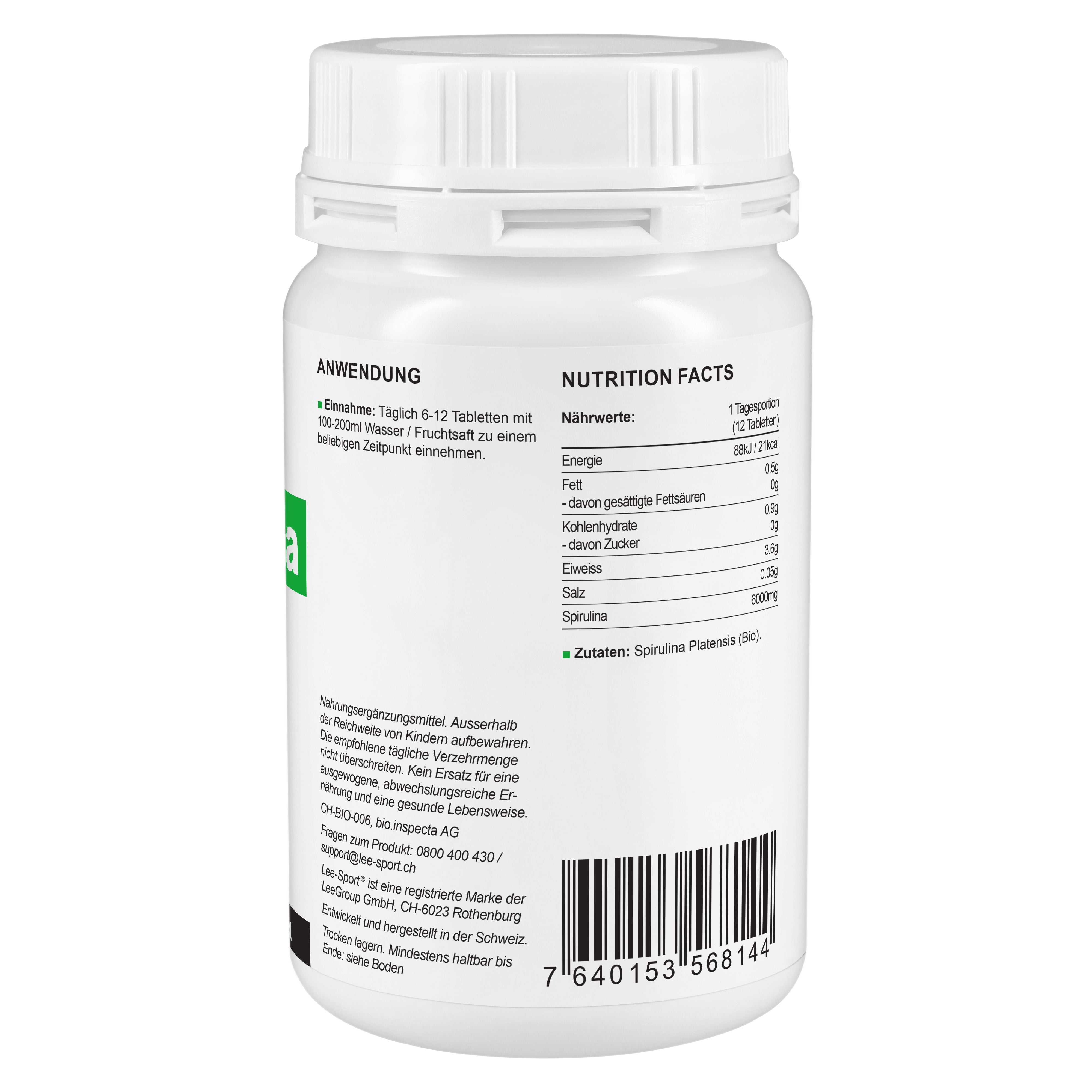 Bio Spirulina Tabletten, Nutrition Facts