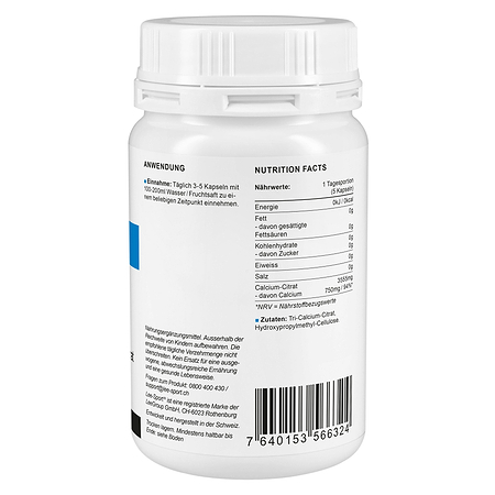 Calcium Kapseln, Nutrition Facts