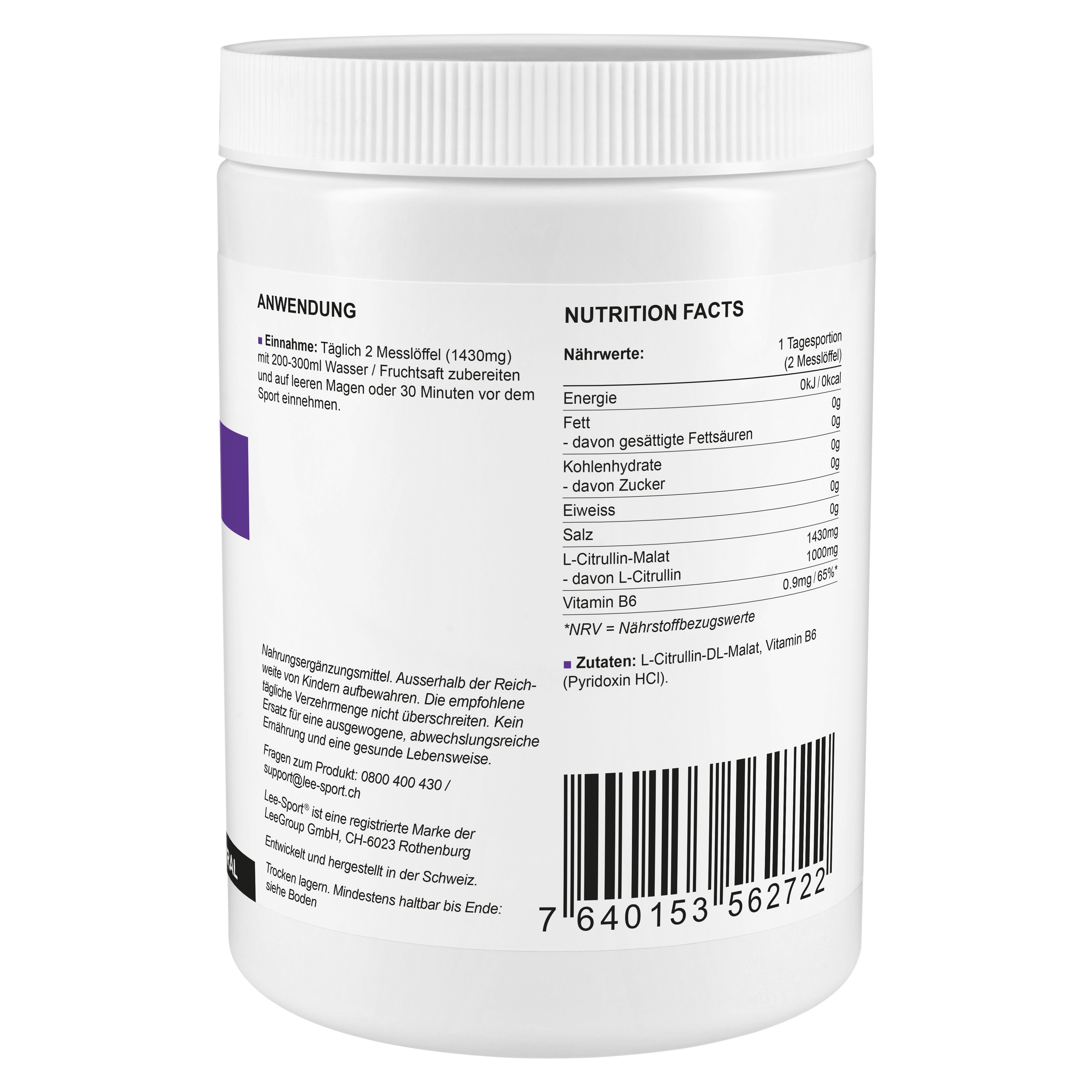 Citrullin Malat Pulver, Nutrition Facts