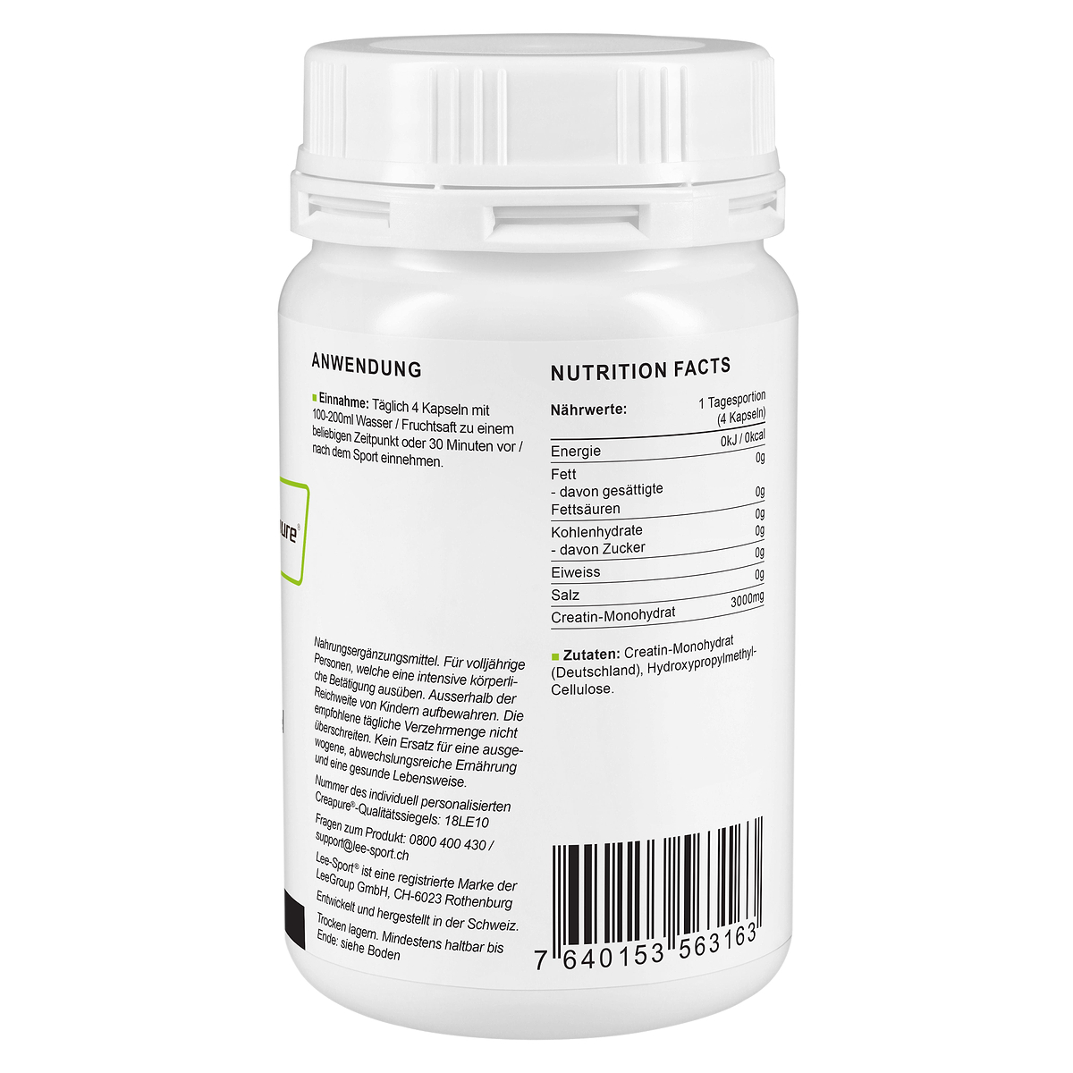 Creatin Kapseln, Nutrition Facts