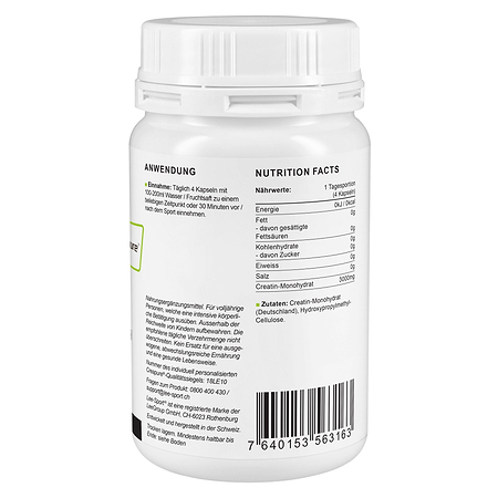Creatin Kapseln, Nutrition Facts