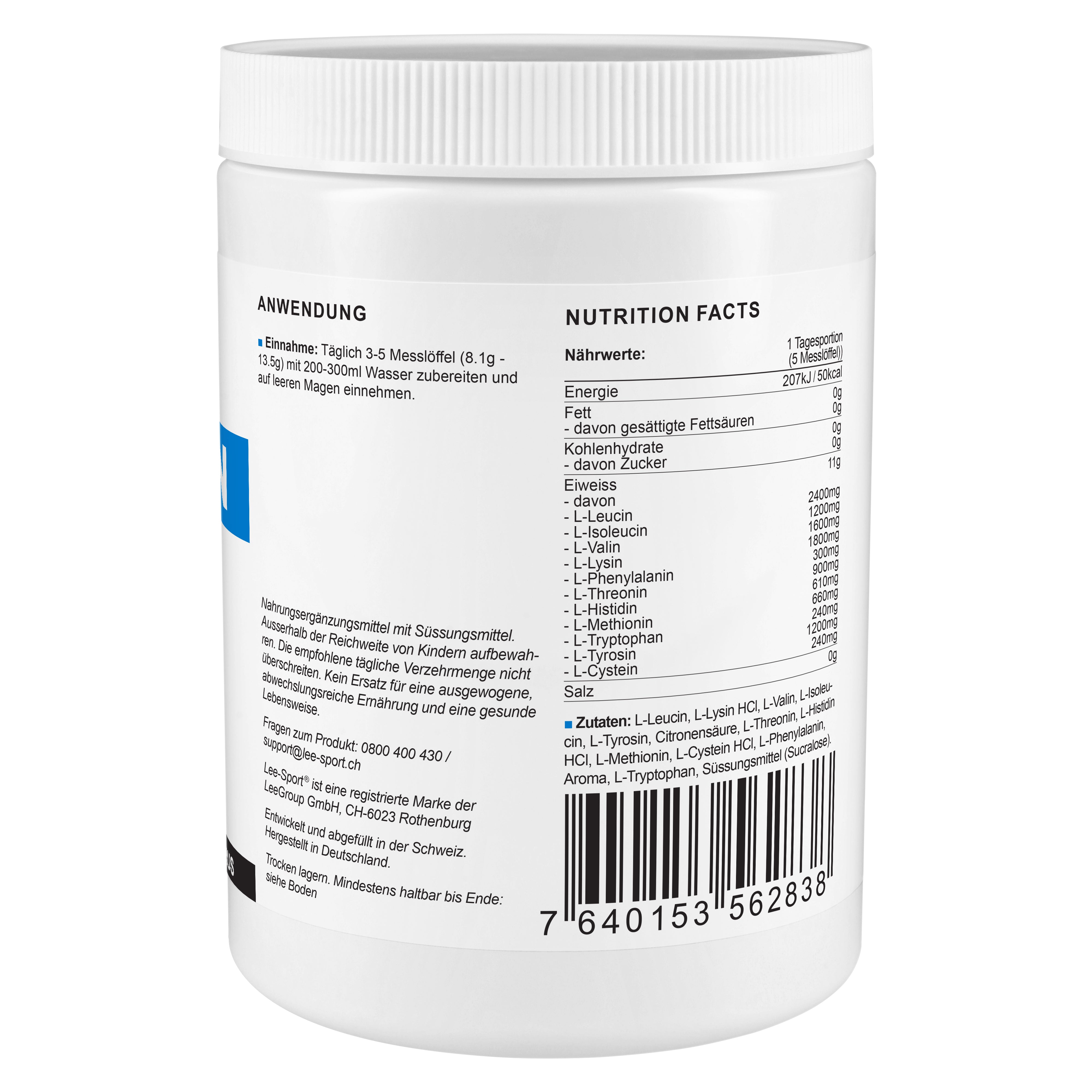 EAA Vegan Pulver Citrus, Nutrition Facts