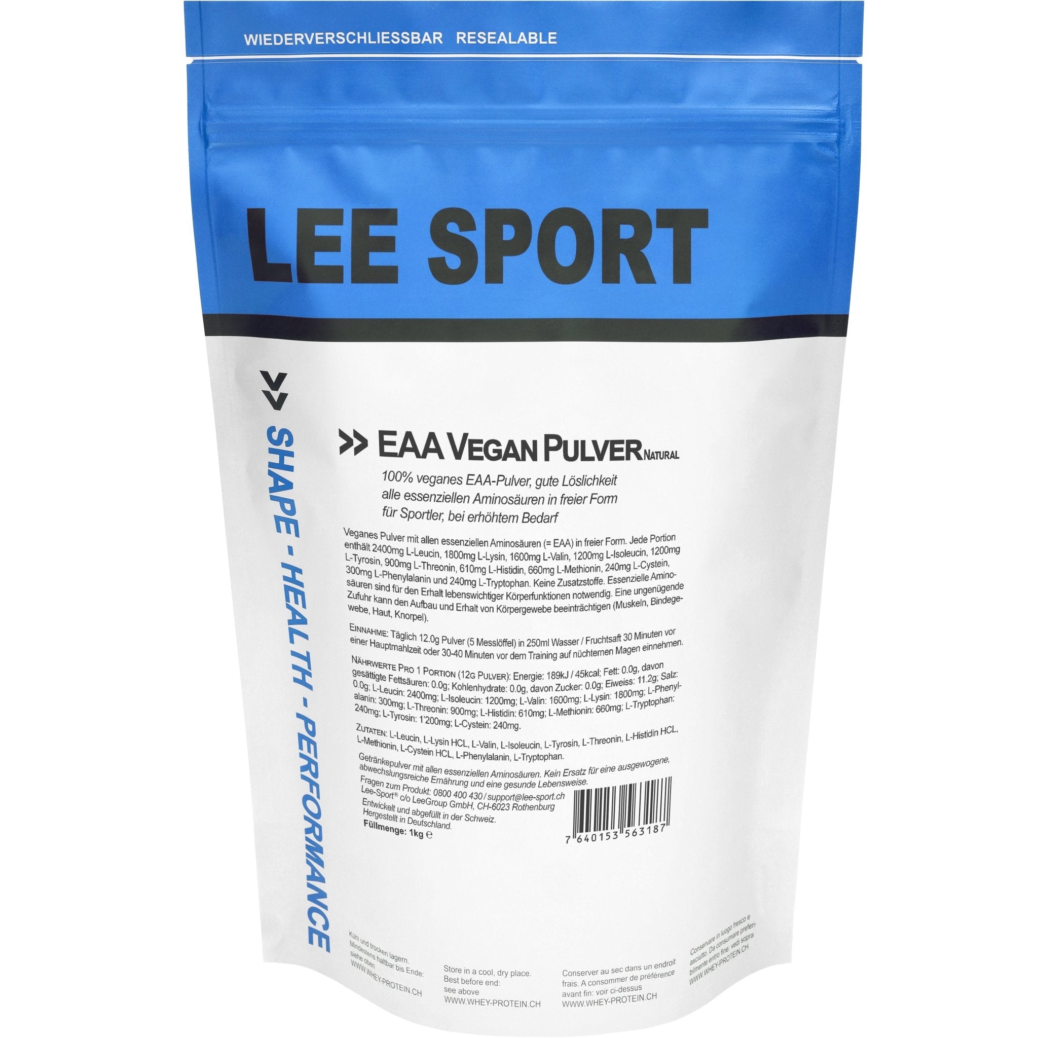 EAA Vegan Pulver - 100% essenzielle Aminosäuren kaufen | Lee-Sport®