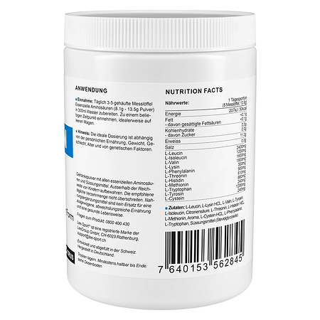 EAA Vegan Pulver Stevia-Citrus, Nutrition Facts