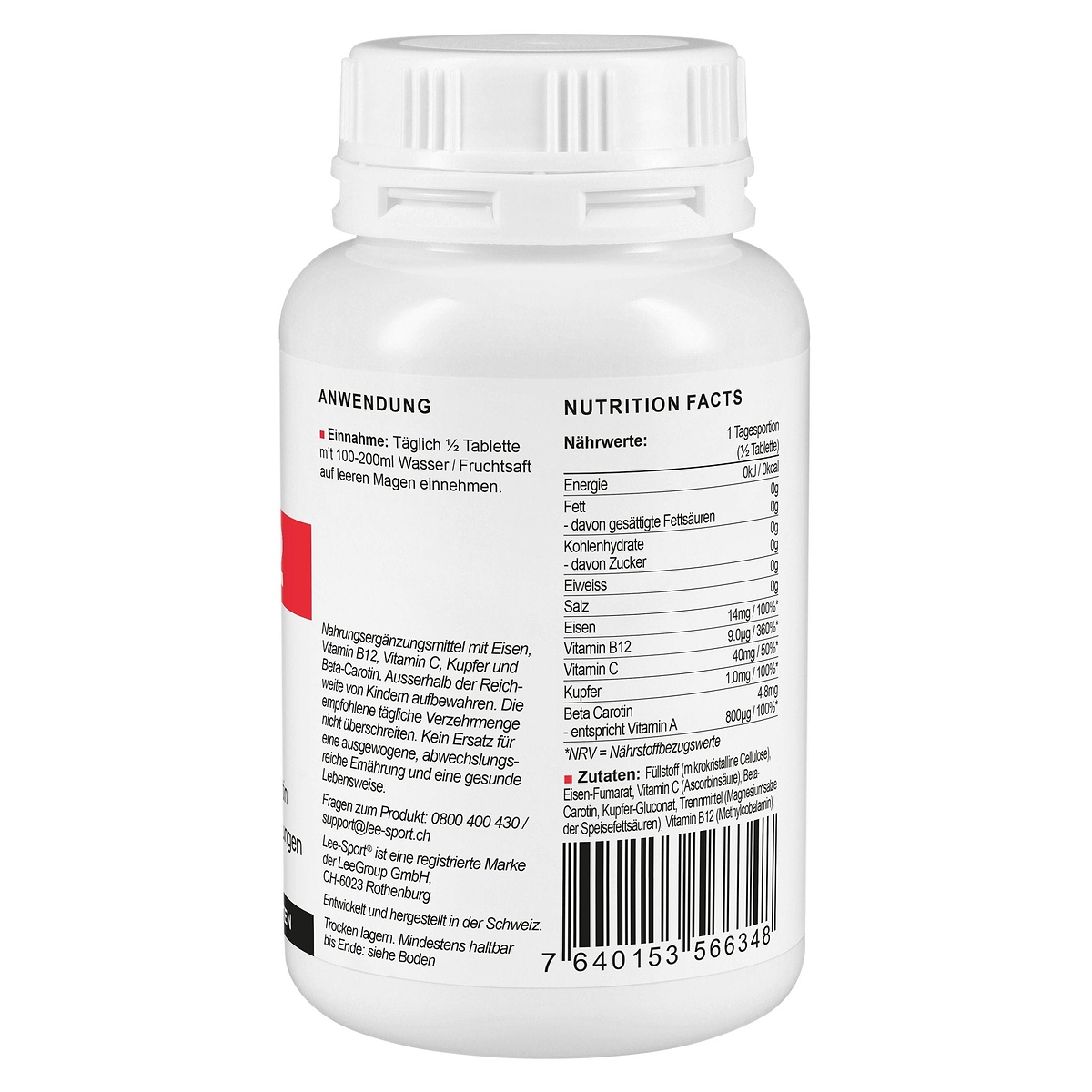 Eisen B12 Forte, Nutrition Facts