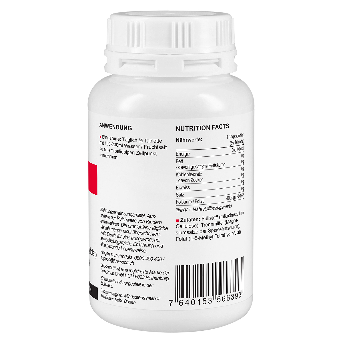 Folsäure Tabletten, Nutrition Facts