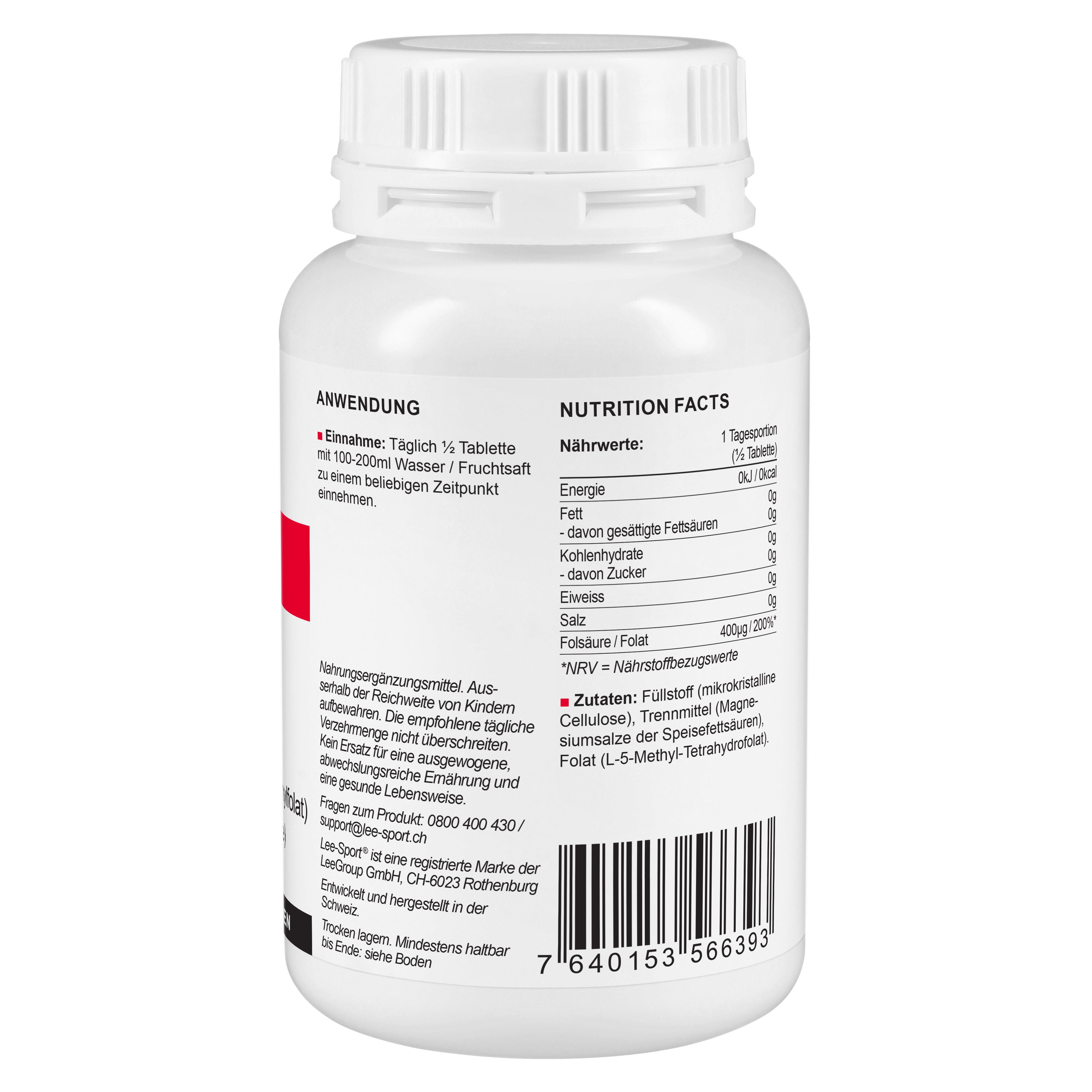 Folsäure Tabletten, Nutrition Facts