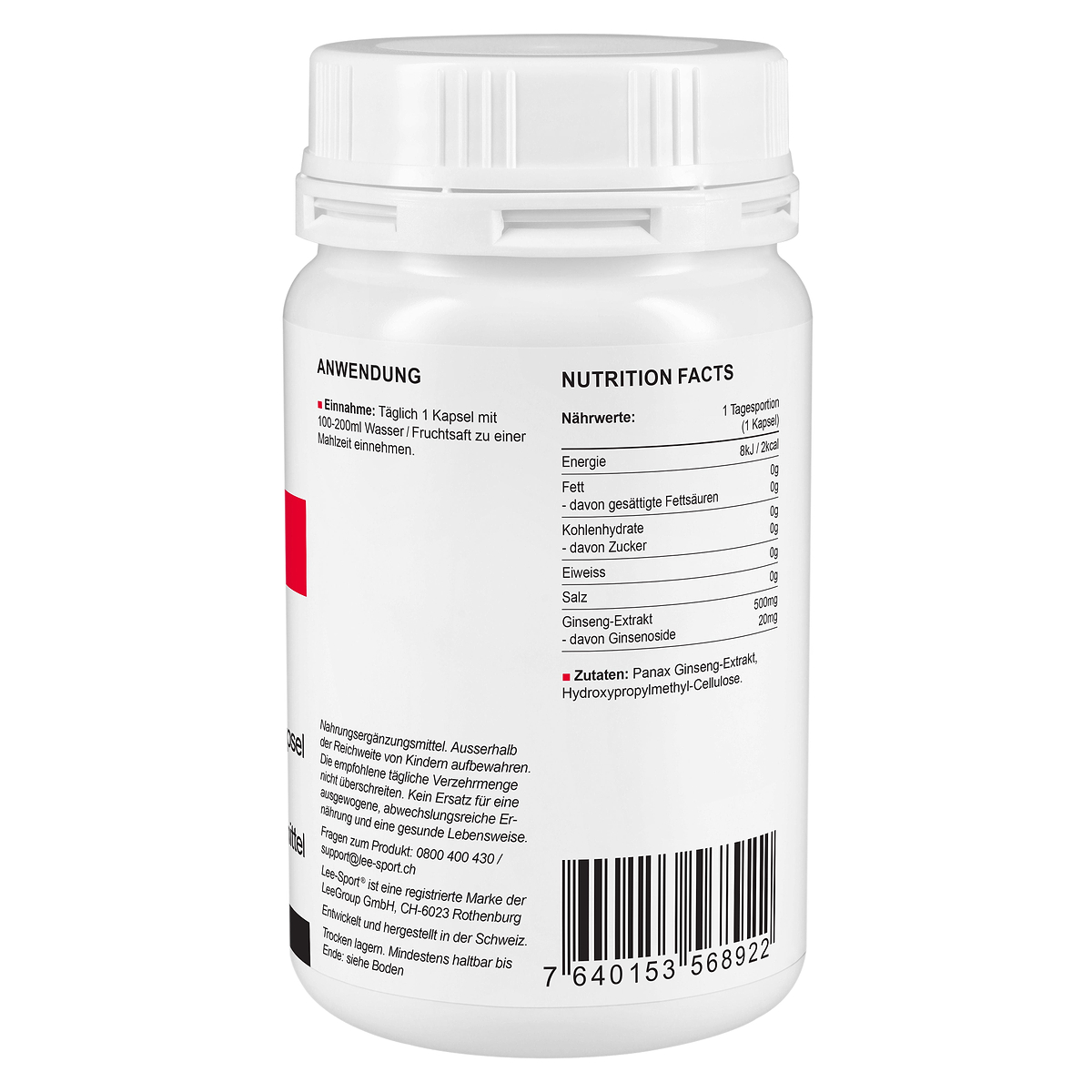 Ginseng Kapseln, Nutrition Facts