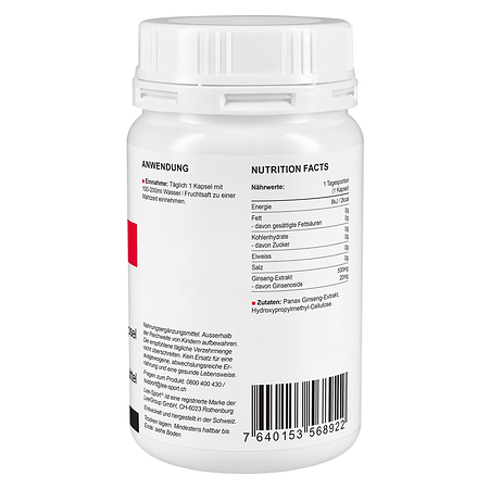 Ginseng Kapseln, Nutrition Facts