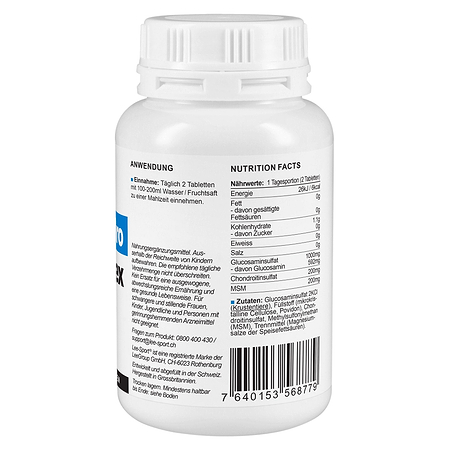 Gluco Chondro MSM Komplex, Nutrition Facts