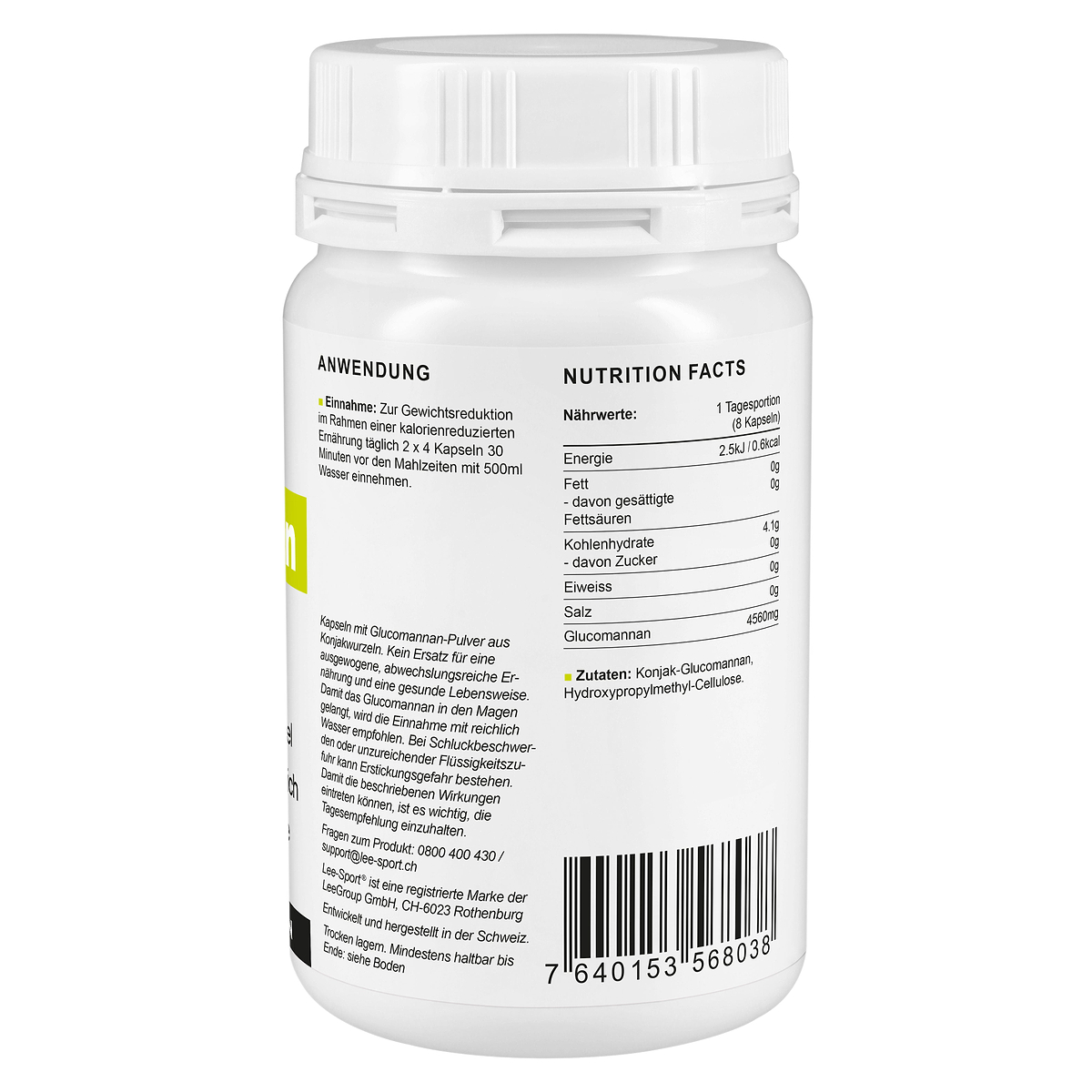 Glucomannan Kapseln, Nutrition Facts