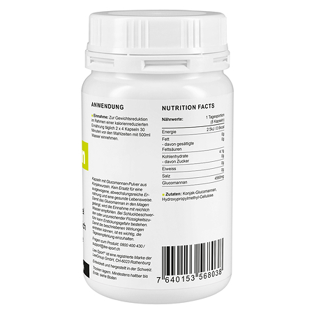 Glucomannan Kapseln, Nutrition Facts