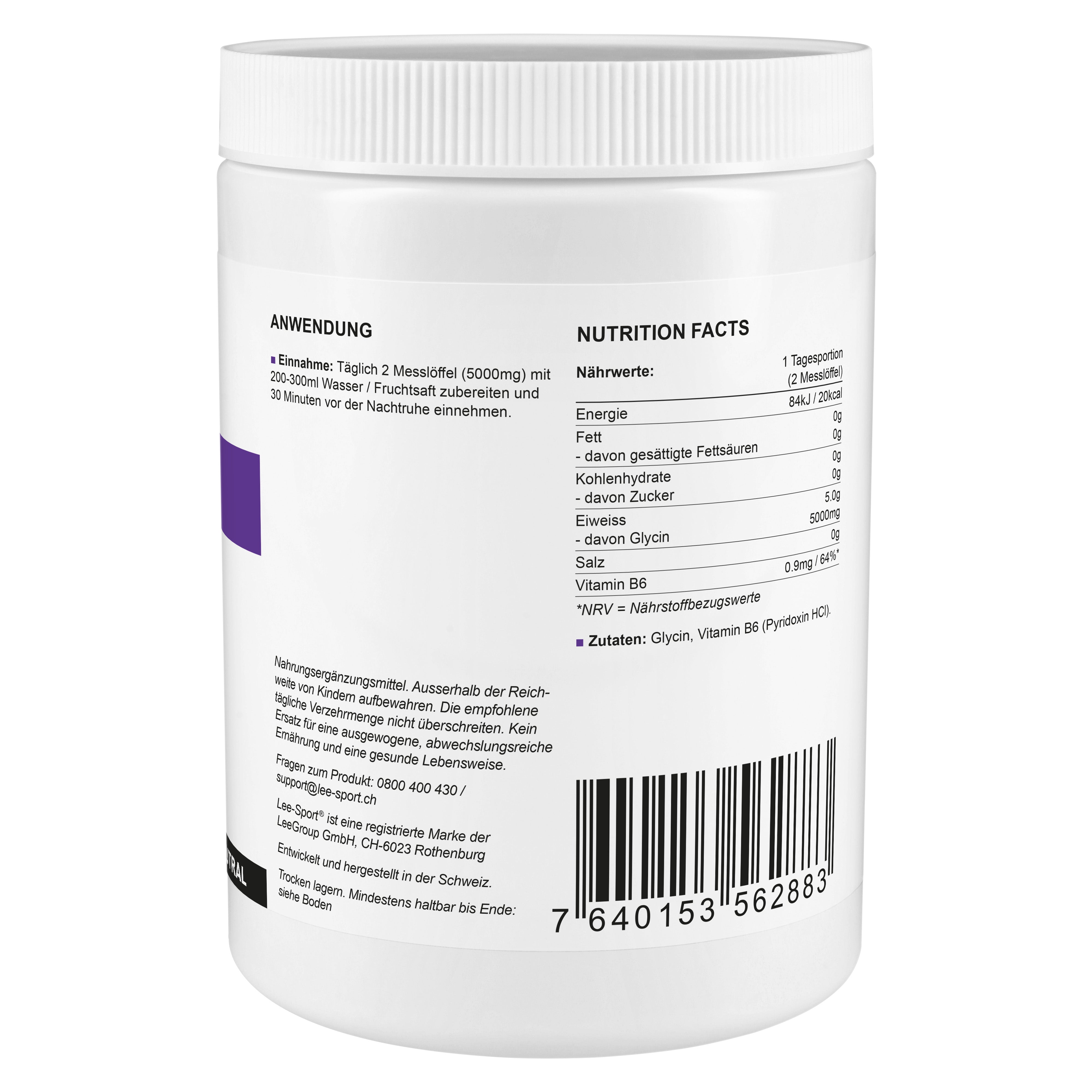 Glycin Pulver, Nutrition Facts