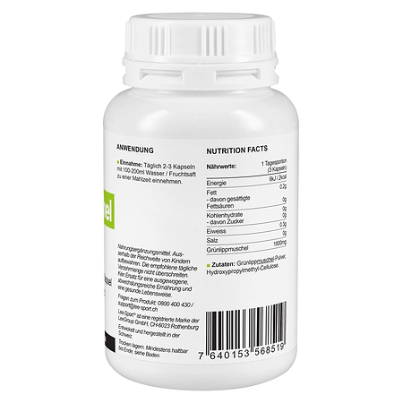 Grünlippmuschel Kapseln, Nutrition Facts