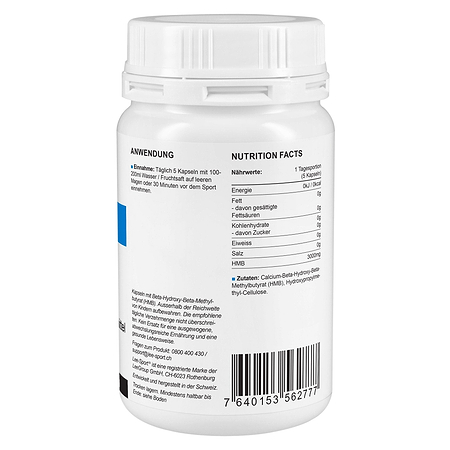 HMB 600 Kapseln, Nutrition Facts