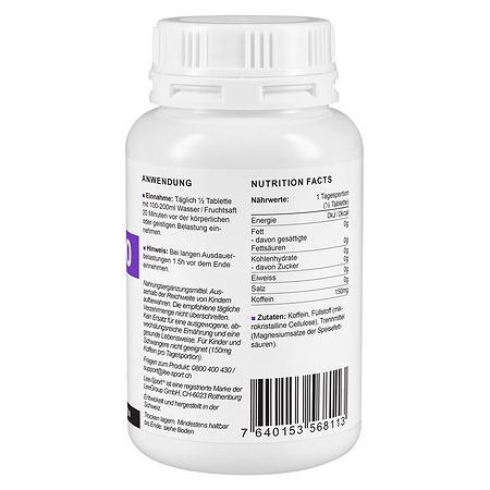 Koffein 300 Tabletten, Nutrition Facts