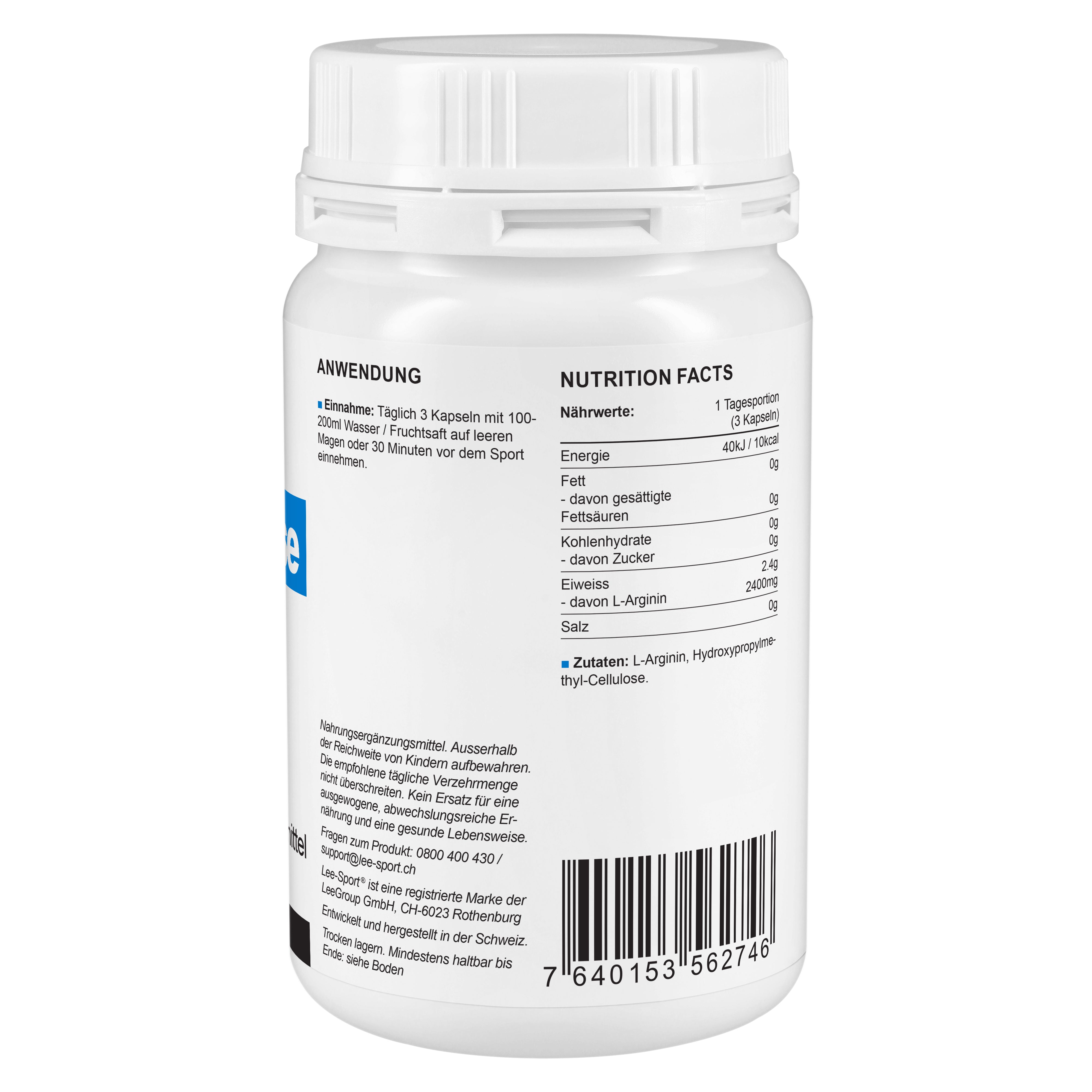 L-Arginin Base Kapseln, Nutrition Facts