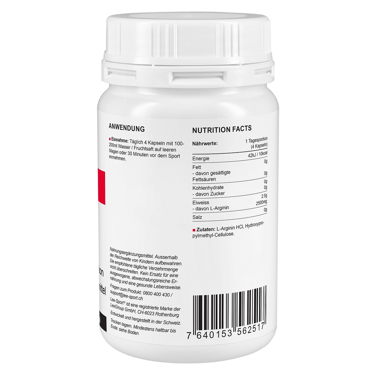 L-Arginin Kapseln, Nutrition Facts