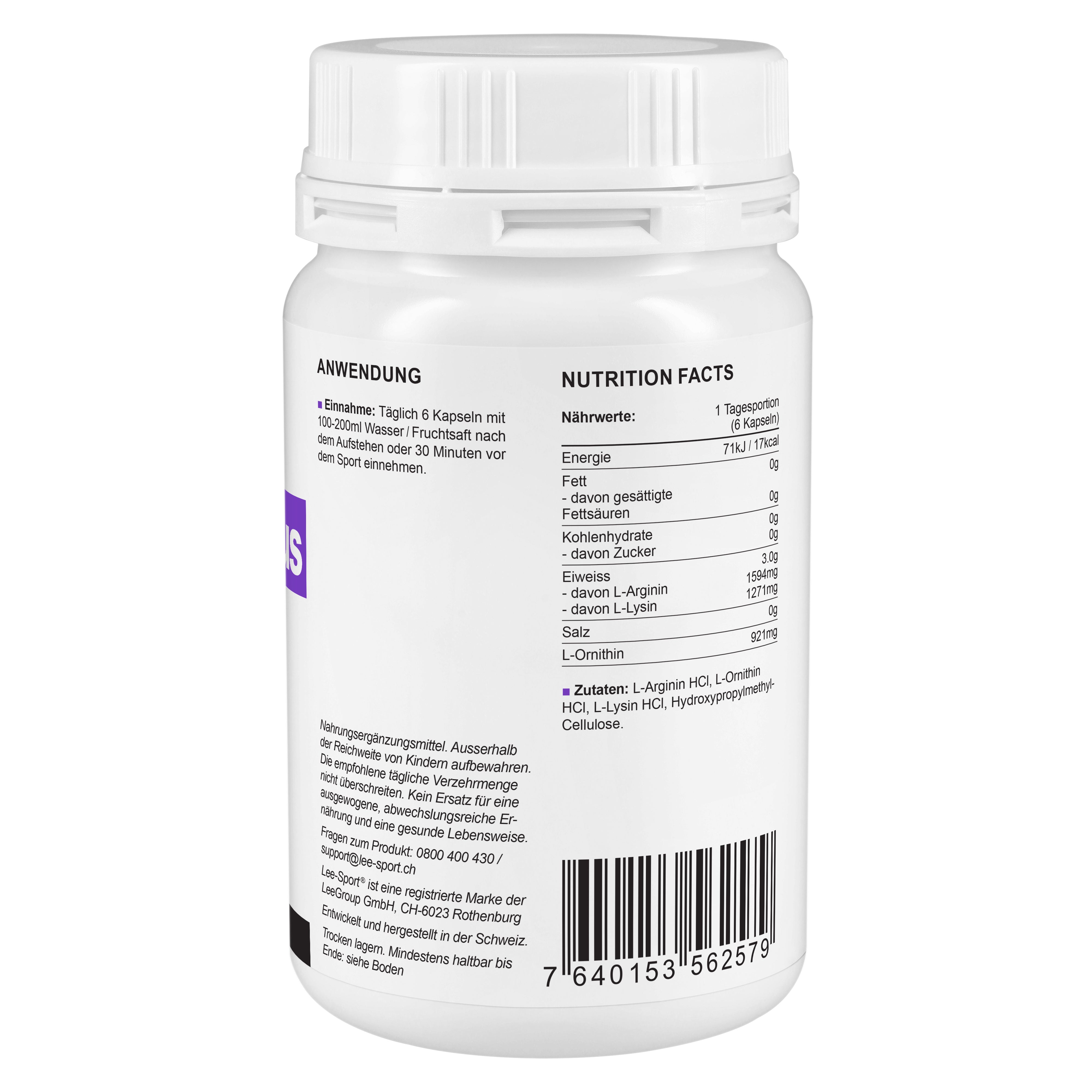 L-Arginin Plus Kapseln, Nutrition Facts