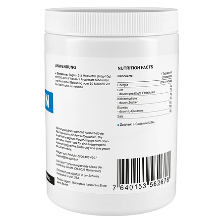 L-Glutamin 100% Pure, Nutrition Facts