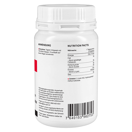 L-Lysin Kapseln, Nutrition Facts