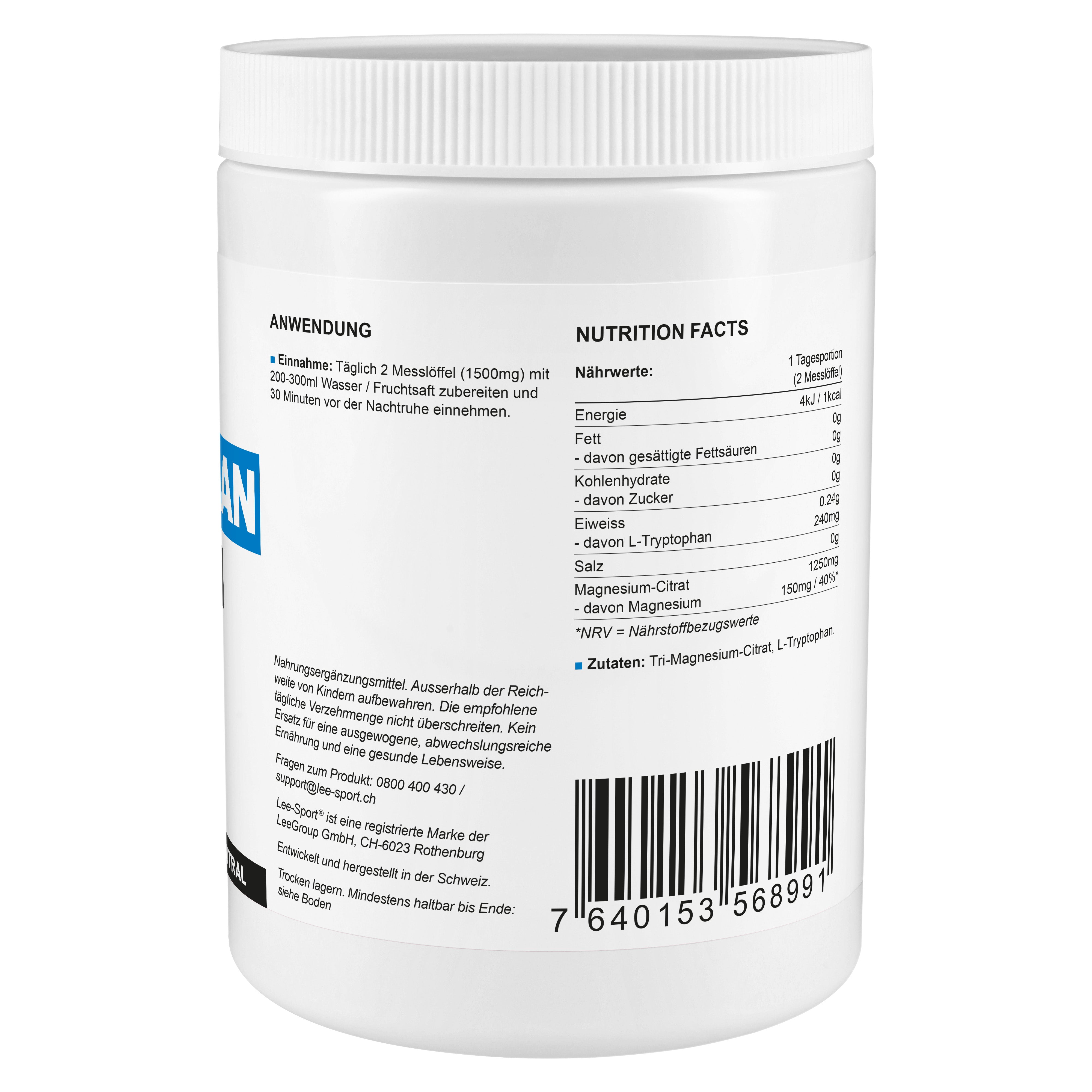 L-Tryptophan Magnesium, Nutrition Facts